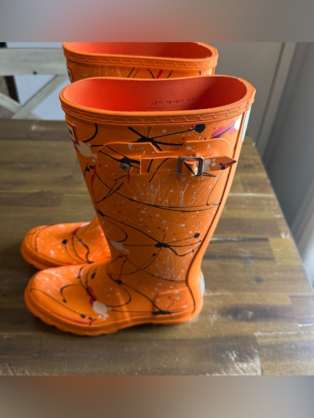 Hunter Paint Splatter Rain Boots - Orange - Picture 4 of 11
